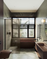 Душевая перегородка Maybah Glass MGD-697-6ш 790x1950 в широком профиле Черный стекло бронзовое матовое