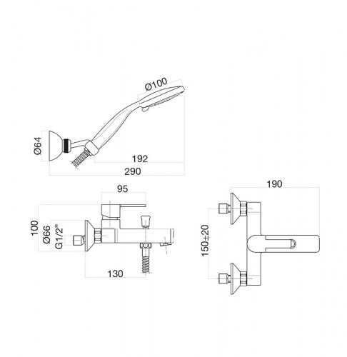 Смеситель для ванны Fiore Kalos 76CR7450 цвет Хром