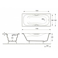 Чугунная ванна Delice Malibu 170x80 DLR230630 без отверстий под ручки и антискользящего покрытия