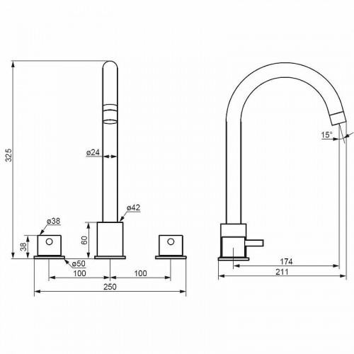 Смеситель для раковины Damixa Scandinavian Pure 360200000 Хром латунь