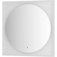 Зеркало Defesto Eclipce 80х80 DF 2238R с подсветкой 18W-3000К/в багетной раме/ИК - выключатель/Теплый белый свет/Белая рама