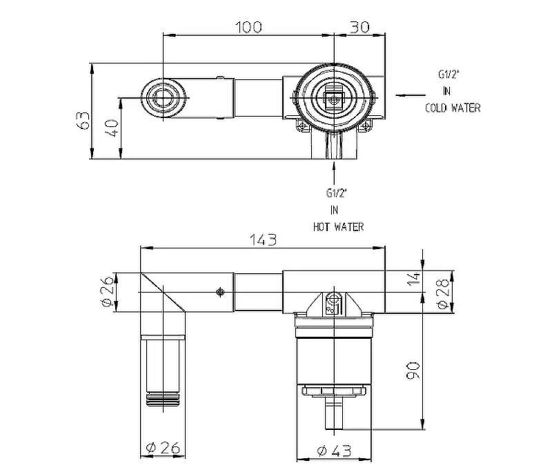 Скрытая часть для смесителя Bossini Z00548000 G 1/2