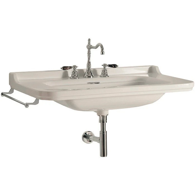 Раковина Kerasan Waldorf 120 4144K1bi/cr*3 Белая фарфор подвесная, полувстраиваемая