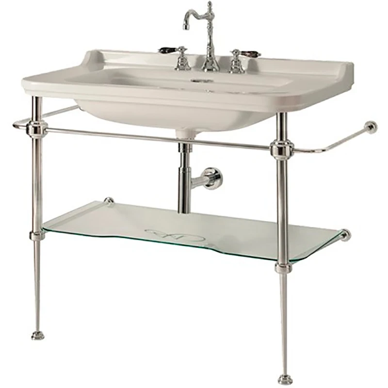 Раковина Kerasan Waldorf 120 4144K1bi/cr*3 Белая фарфор подвесная, полувстраиваемая