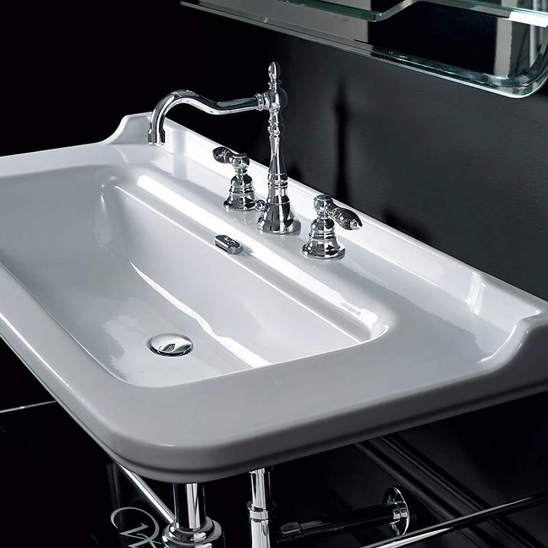 Раковина Kerasan Waldorf 120 4144K1bi/cr*3 Белая фарфор подвесная, полувстраиваемая