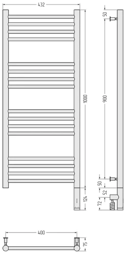 Электрический полотенцесушитель Сунержа Богема 3.0 прямая 100x40 00-5805-1040 Без покрытия