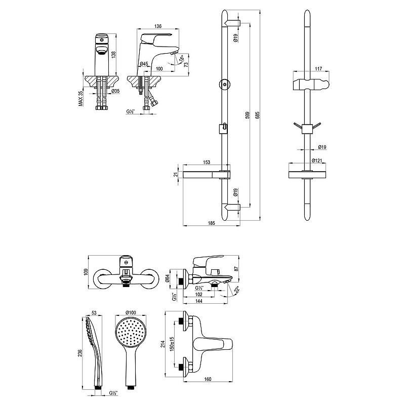 Комплект смесителей Lemark LM7304C цвет Хром