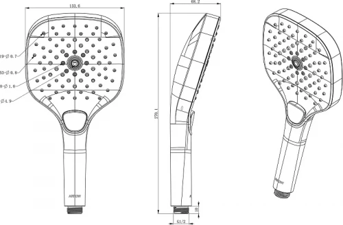 Ручной душ Arrow AG3905CP цвет Хром