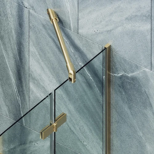 Шторка для ванны Maybah Glass MGV-656-3 690х1400 поворотная с добором Золото стекло прозрачное