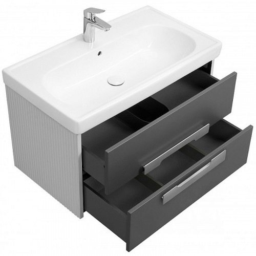 Тумба под раковину Aquaton Ар-Деко 85 1A280401DD8D0 подвесная Серый кобальт МДФ / ЛДСП