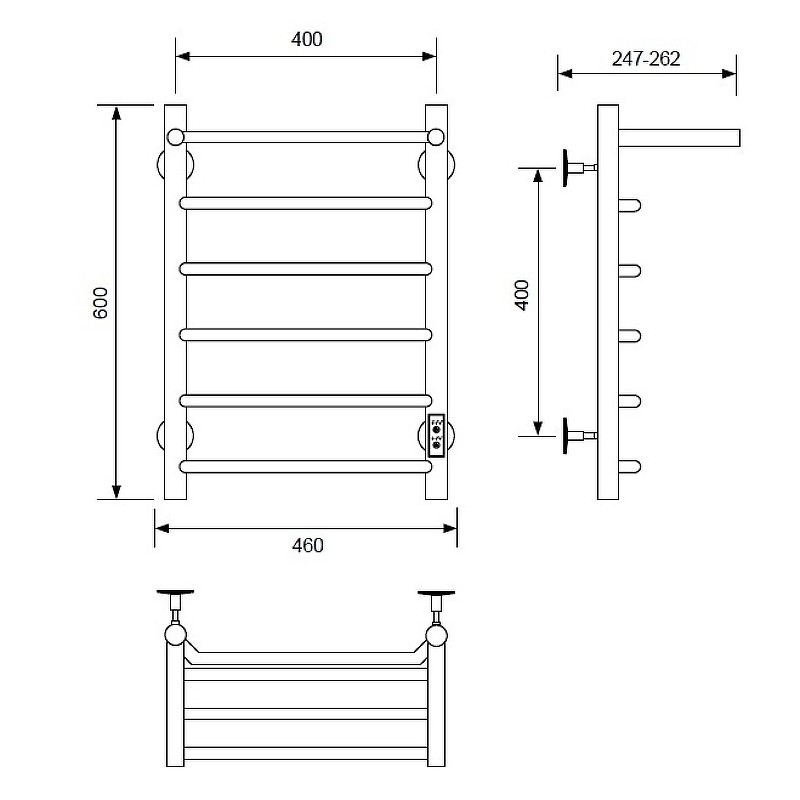 Электрический полотенцесушитель Comfysan Scola EC-6 60x40 016814 с полкой Черный матовый