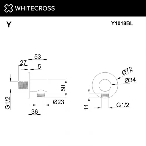 Шланговое подключение Whitecross Y black Y1018BL цвет Черный матовый