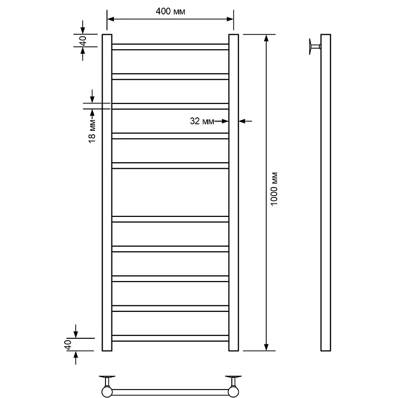 Водяной полотенцесушитель Comfysan Noumi W-10 100x40 013905 Хром