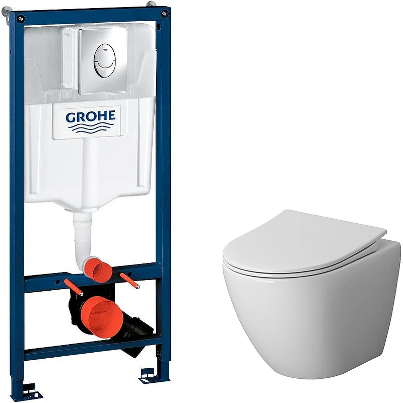 Комплект унитаза Niagara Vista NG-9301 с инсталляцией Grohe Rapid SL 38721001 с сиденьем Микролифт и клавишей смыва Хром