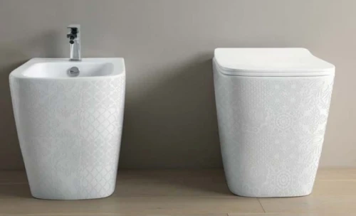Унитаз Artceram A16 ASV004 01 86 приставной Белый с декором Cementina