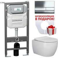 Комплект унитаза с инсталляцией Ceramicanova Play CN3001_1002CH_1000 с сиденьем Микролифт и клавишей смыва Хром фаянс подвесной