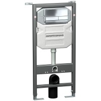 Комплект унитаза с инсталляцией Ceramicanova Play CN3001_1002CH_1000 с сиденьем Микролифт и клавишей смыва Хром фаянс подвесной