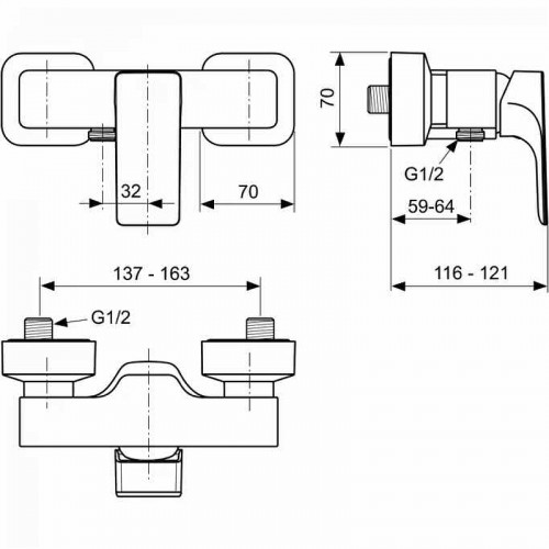 Смеситель для душа Ideal Standard Strada A5846AA Хром латунь на стену