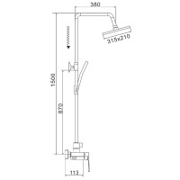 Душевая система Rose R18T R1836T-6 Оружейная сталь