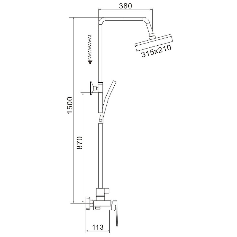 Душевая система Rose R18T R1836T-6 Оружейная сталь