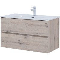 Тумба под раковину Aquanet Алвита New 90 303921 подвесная Дуб веллингтон белый МДФ / ЛДСП