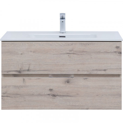 Тумба под раковину Aquanet Алвита New 90 303921 подвесная Дуб веллингтон белый МДФ / ЛДСП