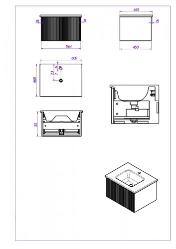 Тумба под раковину WellWant Aura 60 WWM000600W подвесная Белая матовая