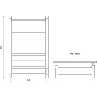 Электрический полотенцесушитель Melodia della vita Moderno Shelf Ferrum 50х80 П8 MTRMSF5080bk с полкой Черный