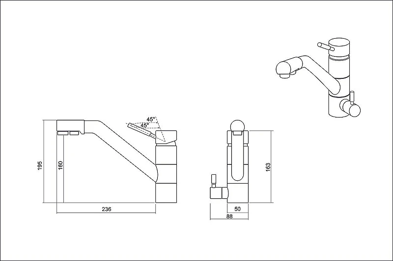 Смеситель для кухни Emar Quartz 3008.7 цвет Антрацит