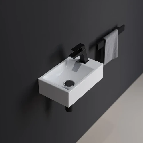 Раковина Berges Small 37 R 182010 Белая глянцевая фарфор подвесная, накладная