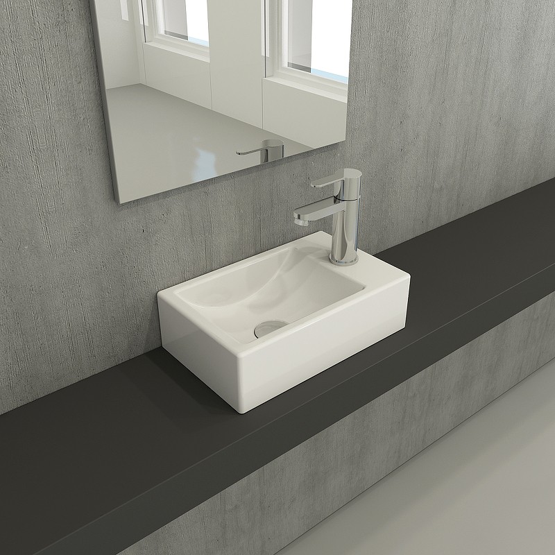 Раковина Berges Small 37 R 182010 Белая глянцевая фарфор подвесная, накладная