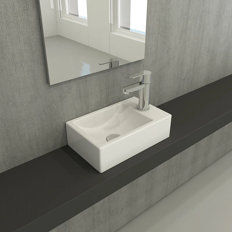 Раковина Berges Small 37 R 182010 Белая глянцевая фарфор подвесная, накладная