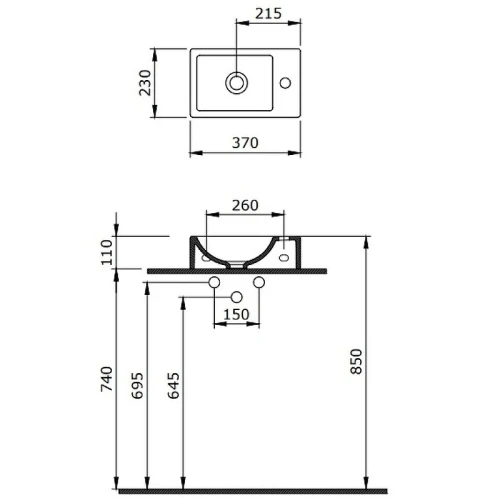 Раковина Berges Small 37 R 182010 Белая глянцевая фарфор подвесная, накладная
