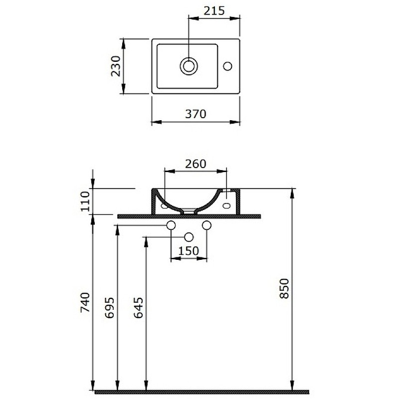 Раковина Berges Small 37 R 182010 Белая глянцевая фарфор подвесная, накладная