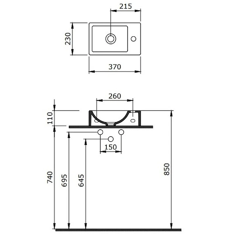 Раковина Berges Small 37 R 182010 Белая глянцевая фарфор подвесная, накладная