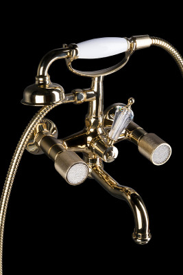 Смеситель для ванны Boheme Royal Cristal 293-Royal/CRST Золото латунь на стену