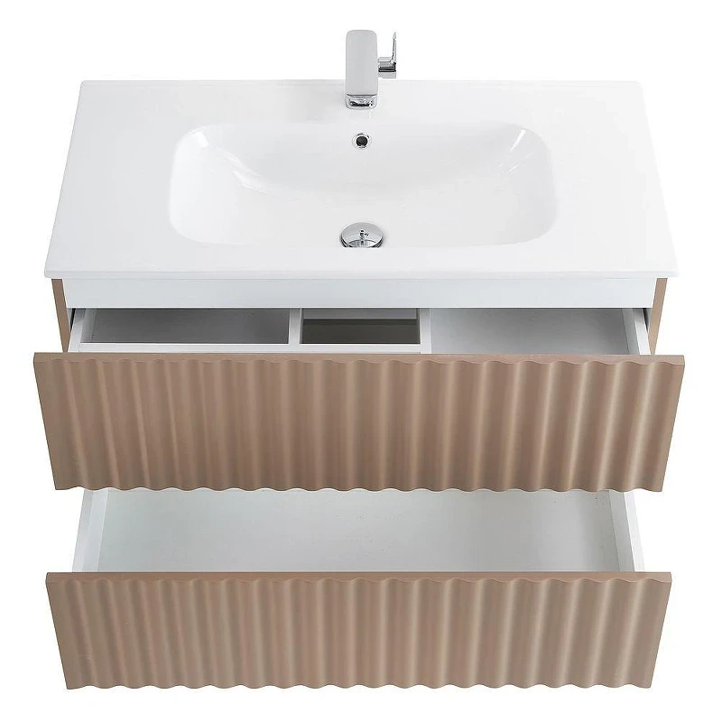 Тумба под раковину Art&Max Elegant 90 AM-ELEGANT-900-2C-SO-CM-LED подвесная цвет Капучино матовый