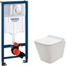 Комплект унитаза AQUAme AQM2004 с инсталляцией Grohe Rapid SL 38721001 с сиденьем Микролифт и клавишей смыва Хром фаянс подвесной