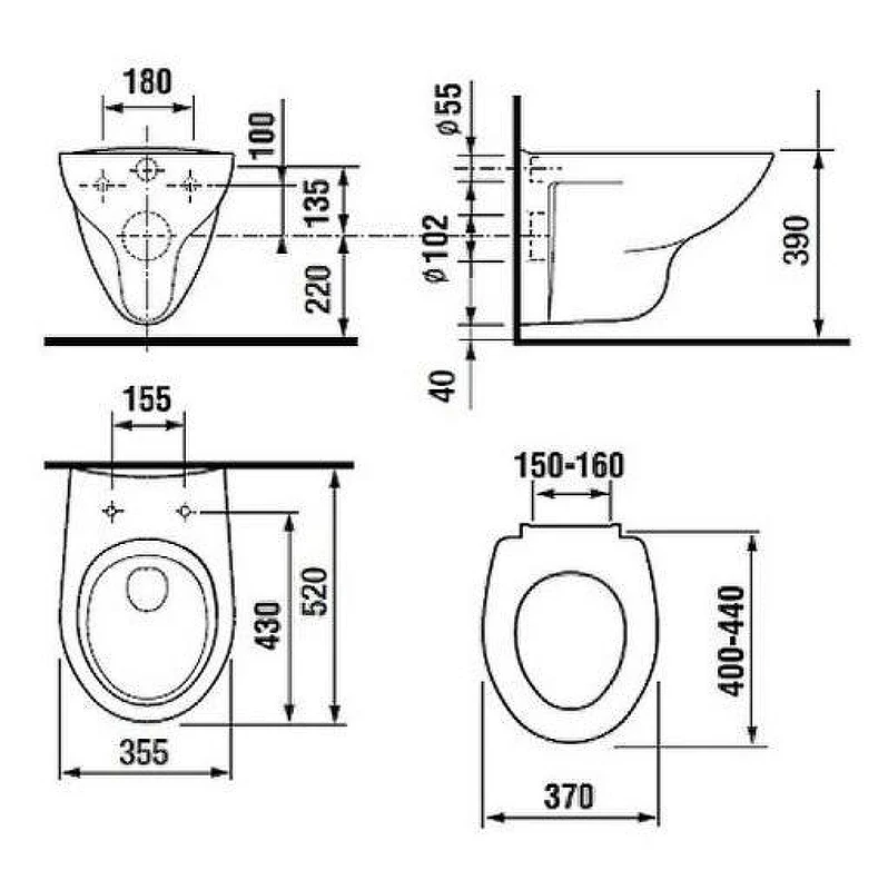 Унитаз с инсталляцией Roca Mateo 346200000 + WellWant Standart 50 WWISI111BB с Черной матовой клавишей смыва без сиденья