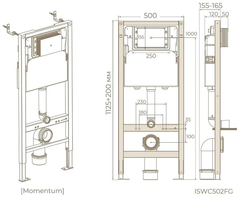 Инсталляция Knotlor Momentum ISWC502FG для унитаза без клавиши смыва