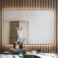 Зеркало Bond Loft 120x80 M35ZE-12080 с подсветкой Черное глянцевое с бесконтактным выключателем МДФ / ЛДСП, стекло