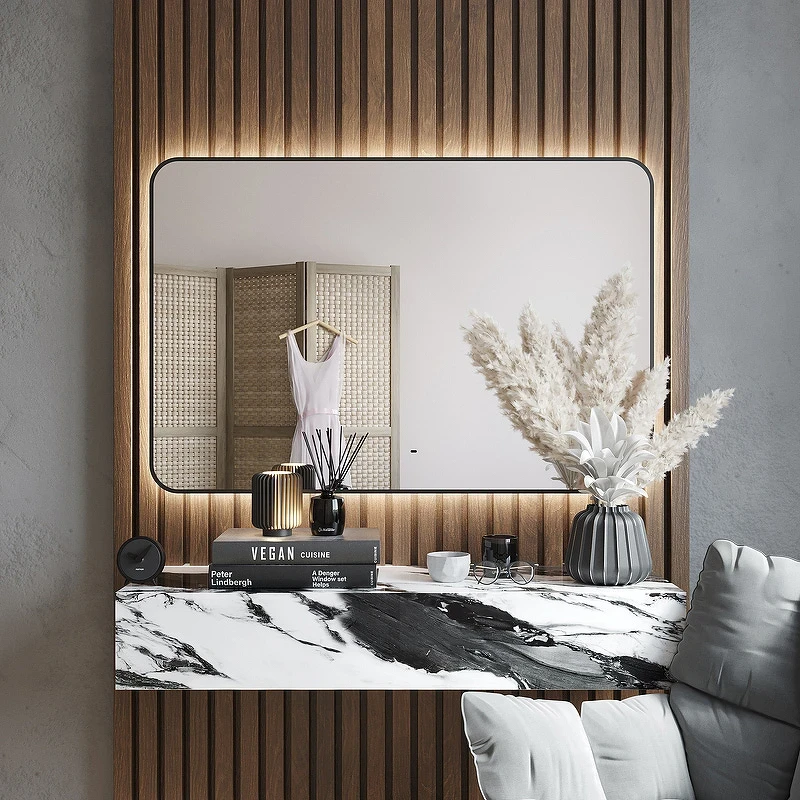 Зеркало Bond Loft 120x80 M35ZE-12080 с подсветкой Черное глянцевое с бесконтактным выключателем МДФ / ЛДСП, стекло
