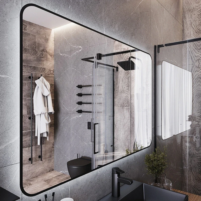 Зеркало Bond Loft 120x80 M35ZE-12080 с подсветкой Черное глянцевое с бесконтактным выключателем МДФ / ЛДСП, стекло