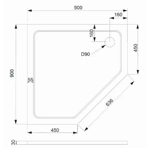 Душевой поддон из искусственного камня Veconi Tezeo 90x90 TZ12-90T-01-19C3 Белый