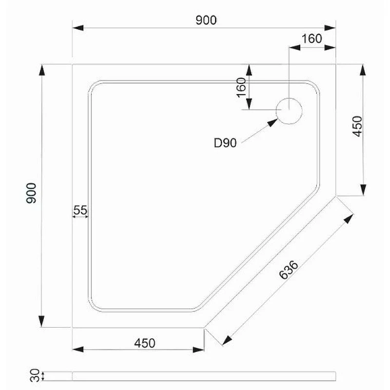 Душевой поддон из искусственного камня Veconi Tezeo 90x90 TZ12-90T-01-19C3 Белый