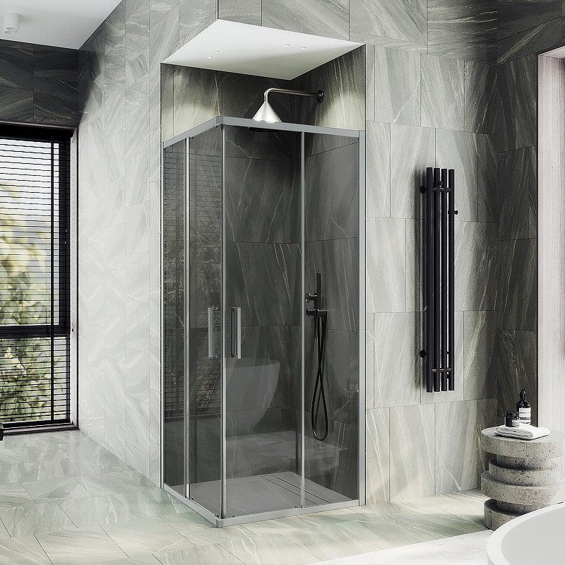 Душевой уголок Maybah Glass MGY-1328-5 900x900x1950 раздвижной профиль Хром матовый стекло графитовое