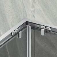 Душевой уголок Maybah Glass MGY-1328-5 900x900x1950 раздвижной профиль Хром матовый стекло графитовое