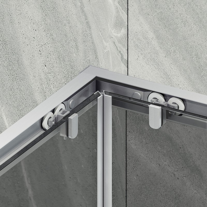 Душевой уголок Maybah Glass MGY-1328-5 900x900x1950 раздвижной профиль Хром матовый стекло графитовое