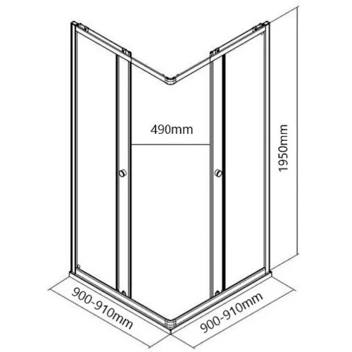 Душевой уголок Maybah Glass MGY-1328-5 900x900x1950 раздвижной профиль Хром матовый стекло графитовое