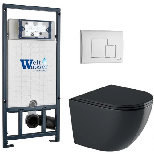 Комплект унитаза с инсталляцией WeltWasser MARBERG 507 + MERZBACH 041 XL MT-BL + MAR 507 SE GL-WT 10000010964 цвет Белый глянцевый с сиденьем Микролифт и клавишей смыва цвет Белый глянцевый